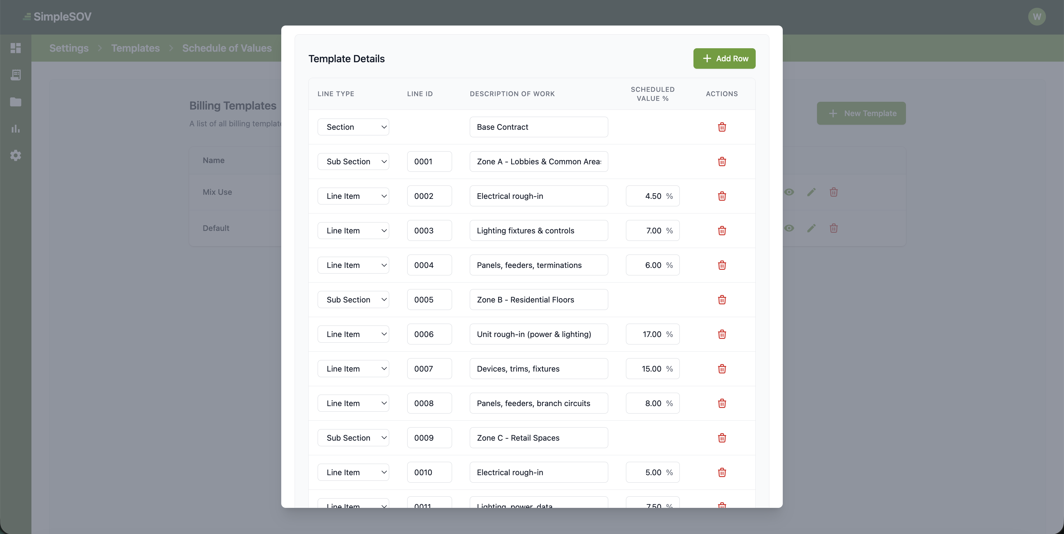 Template details screenshot