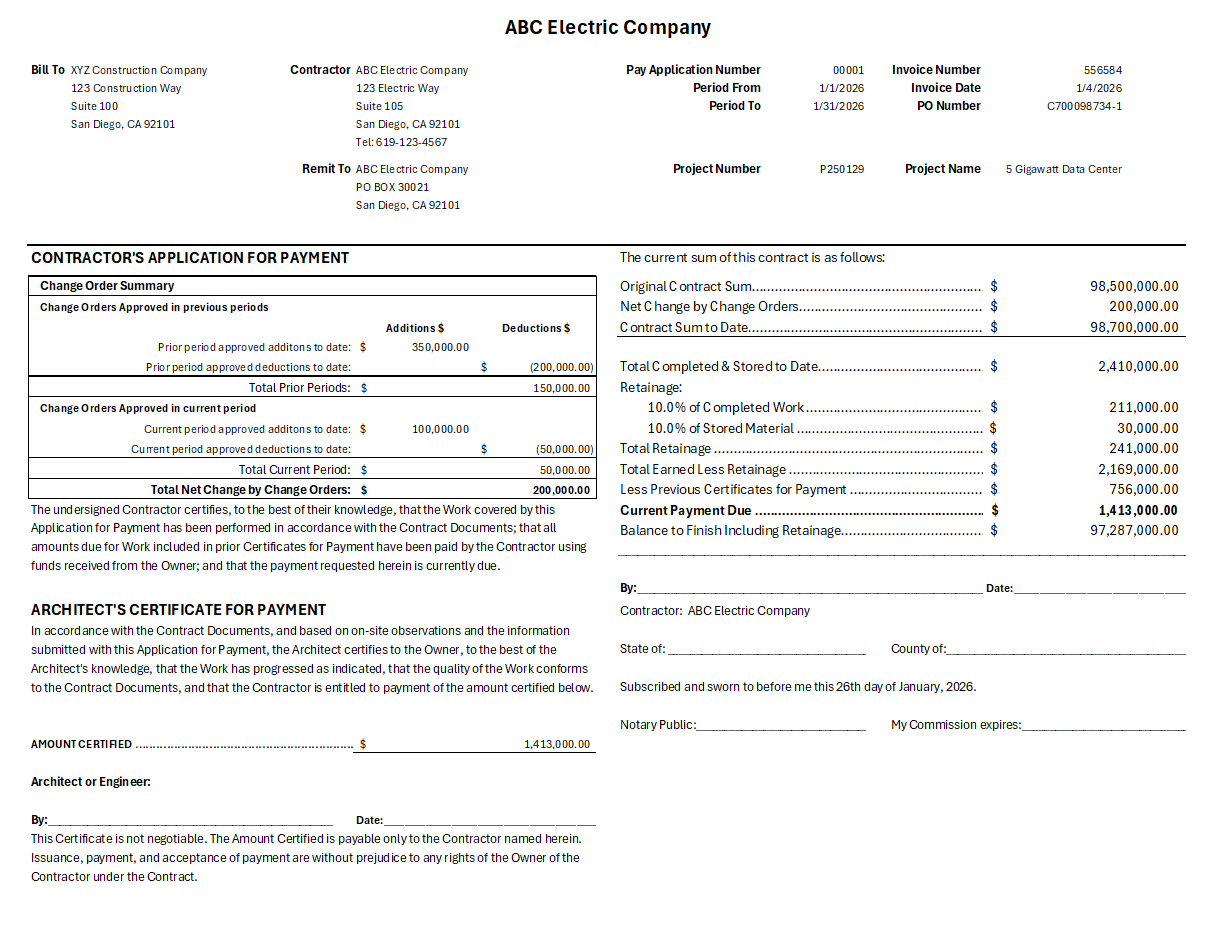 Step 4: Generating a professional cover page in the Schedule of Values template
