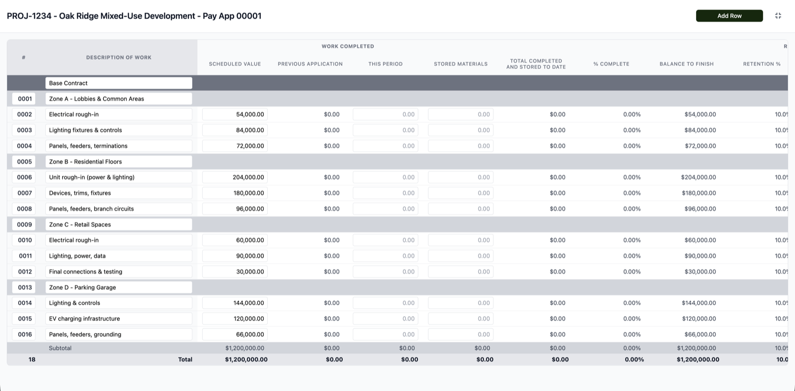 SimpleSOV Schedule of Values builder grid